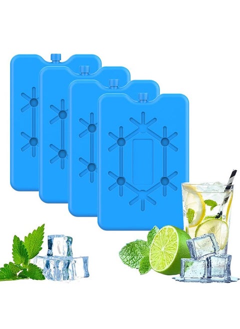 4PCS Ice Packs for Lunch Box and Coolers, Reusable Ultra Thin Freezer Packs Long Lasting for Coolers to Keep Food Fresh and Drinks Chill Lightweight Easy Carrying Cooler Bag for Work Picnic or Camping
