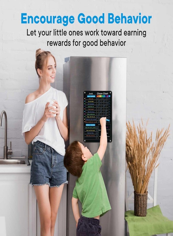 Bailkind 2-Pack Acrylic Magnetic Chore Chart for Kids, 12"x16" Daily/Weekly Easy-Check Reward Responsibility to Do List, Fridge Dry Erase Board for Multiple Kids Teens Adult Family with 7 Markers - Image 3