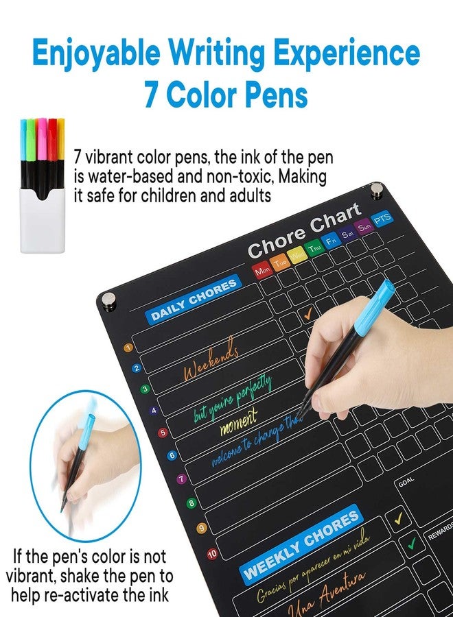 Bailkind 2-Pack Acrylic Magnetic Chore Chart for Kids, 12"x16" Daily/Weekly Easy-Check Reward Responsibility to Do List, Fridge Dry Erase Board for Multiple Kids Teens Adult Family with 7 Markers - Image 4