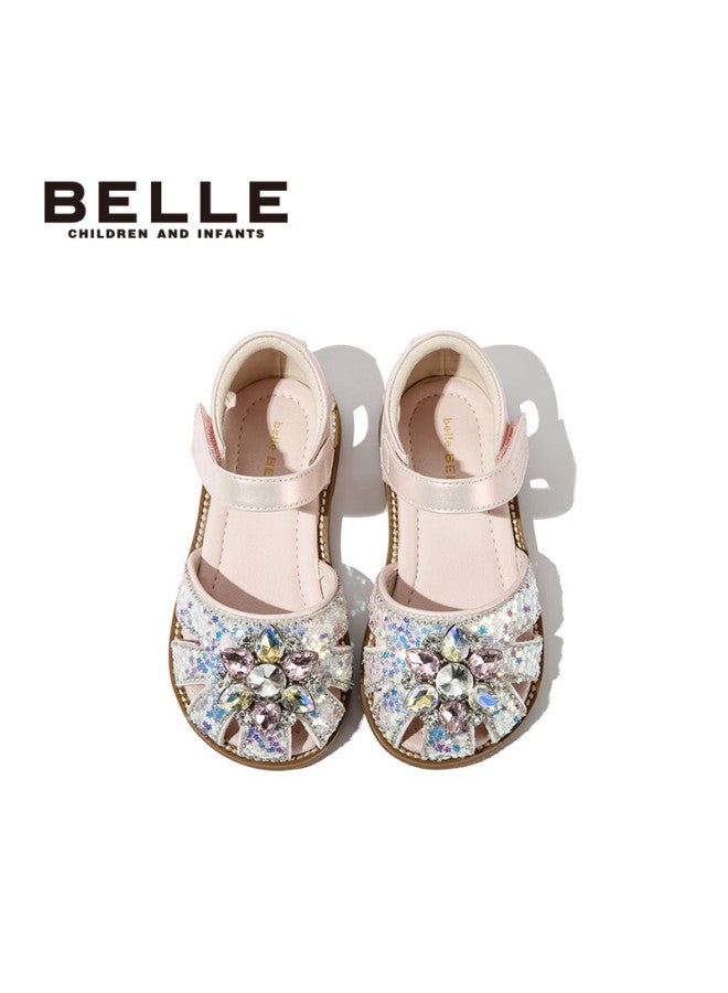 Belle Girls' Open-toe Sandals Summer Princess Soft Sole Toddler Shoes Fashion Baby Pink Size 29 - Image 4