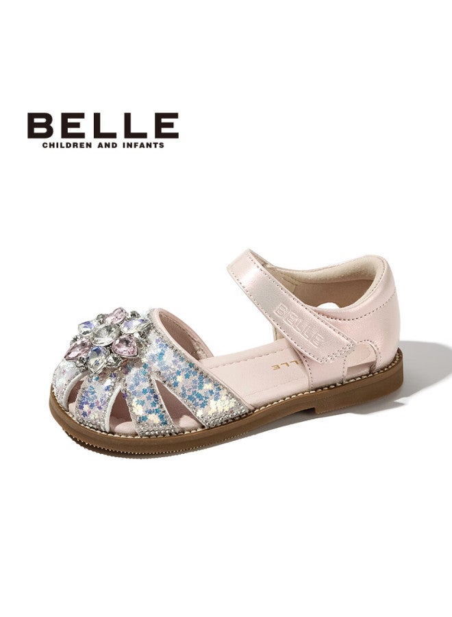Belle Girls' Open-toe Sandals Summer Princess Soft Sole Toddler Shoes Fashion Baby Pink Size 29 - Image 2