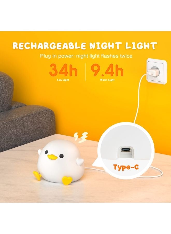 هومستر ظريف البط ضوء الليل، البط سيليكون حضانة ضوء الليل طاولة قابلة لإعادة الشحن مصباح جانب السرير مصباح مع مستشعر لمس لغرف النوم، غرفة المعيشة - Image 4