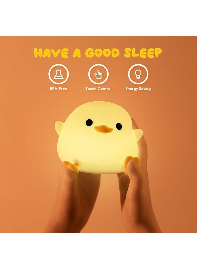 هومستر ظريف البط ضوء الليل، البط سيليكون حضانة ضوء الليل طاولة قابلة لإعادة الشحن مصباح جانب السرير مصباح مع مستشعر لمس لغرف النوم، غرفة المعيشة - Image 3
