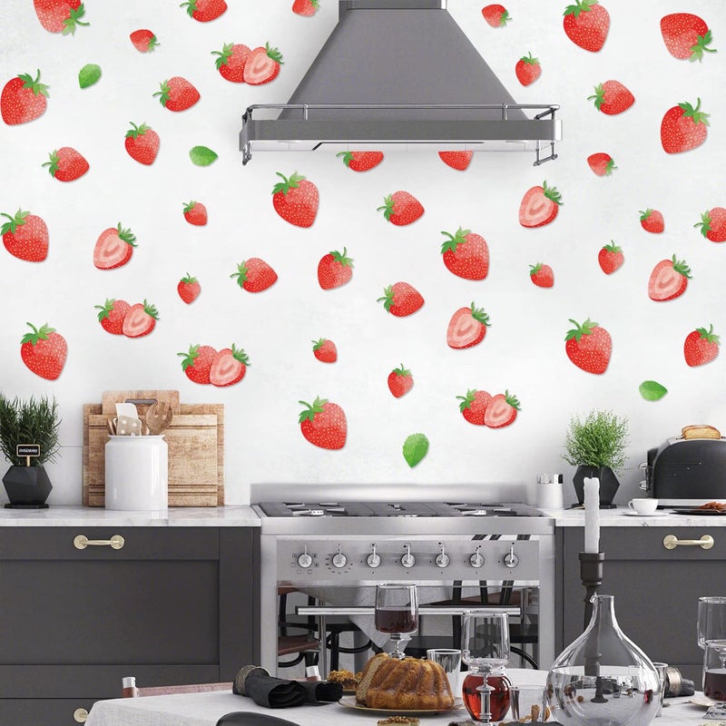 AOWDIAO 80 Pcs Strawberry Wall Decals â€“ Peel and Stick for Bedroom, Kitchen, Bathroom & Nursery â€“ Cute Strawberry Decor for Home & Party - Image 5