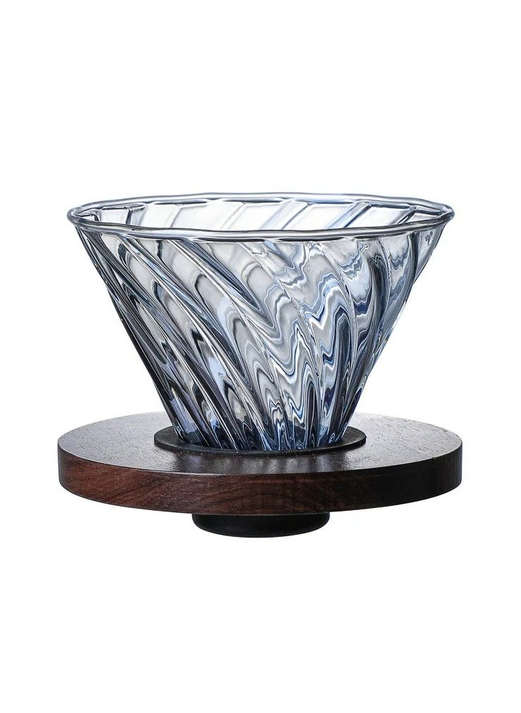 Arabest V60 Professional Pour Over Glass Coffee Dripper With Wooden Base Cone Style Coffee Filter Dripper For Home Office Coffee Shop Cafe Restaurants 1 To 4 Cups Size V02  - Image 1