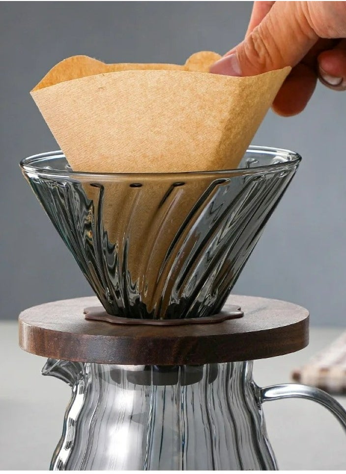 Arabest V60 Professional Pour Over Glass Coffee Dripper With Wooden Base Cone Style Coffee Filter Dripper For Home Office Coffee Shop Cafe Restaurants 1 To 4 Cups Size V02  - Image 2