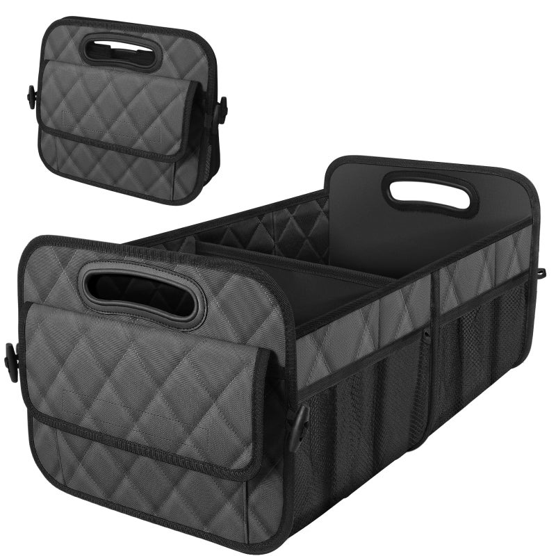 Deosk Car Trunk Organizer for SUV Car Organizers and Storage with 6 Pocket Car Accessories for WomenMen 50L Waterproof Polyester Trunk OrganizerMediumCharcoal