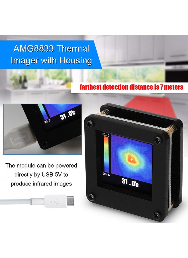 Generic - AMG8833 IR 8*8 Infrared Thermal Imager Array Temperature Sensor 7M Farthest Detection Distance with Housing - Image 1