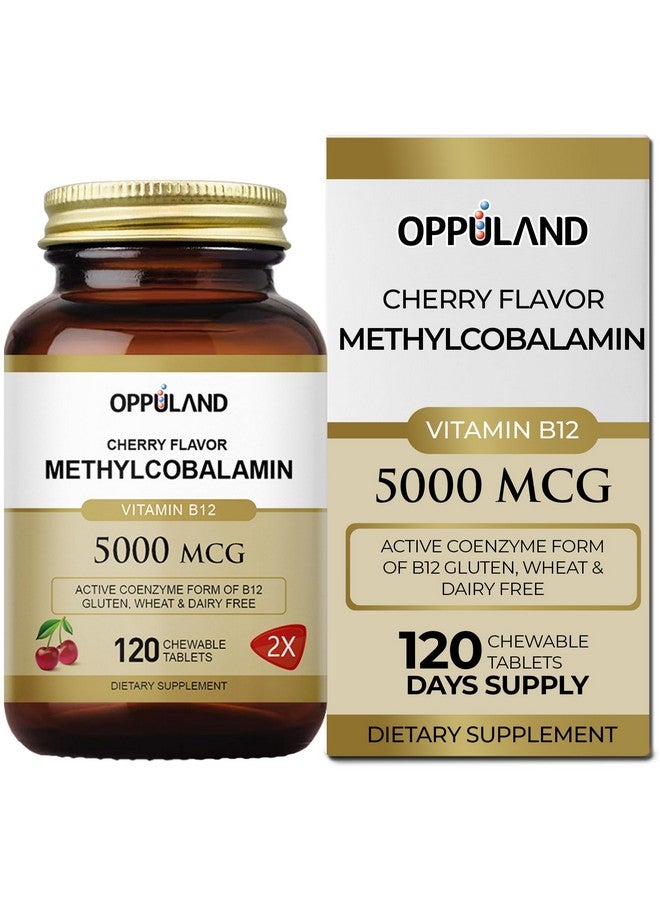oppuland Methyl B-12 5000mcg Chewable with Folate - Vitamin B12 Methylcobalamin Sublingual Tablets - Supports Energy & Brain Function - Vegan Supplement - Cherry Flavor - 120 Count - Image 1