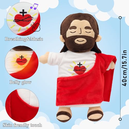 Yelakey Jesus Plush That Breathes Jesus Stuffed Doll with GlowSongs Easter Toy Savior Doll for Church Sunday School Religious Easter Gift for Kids Brown - Image 5