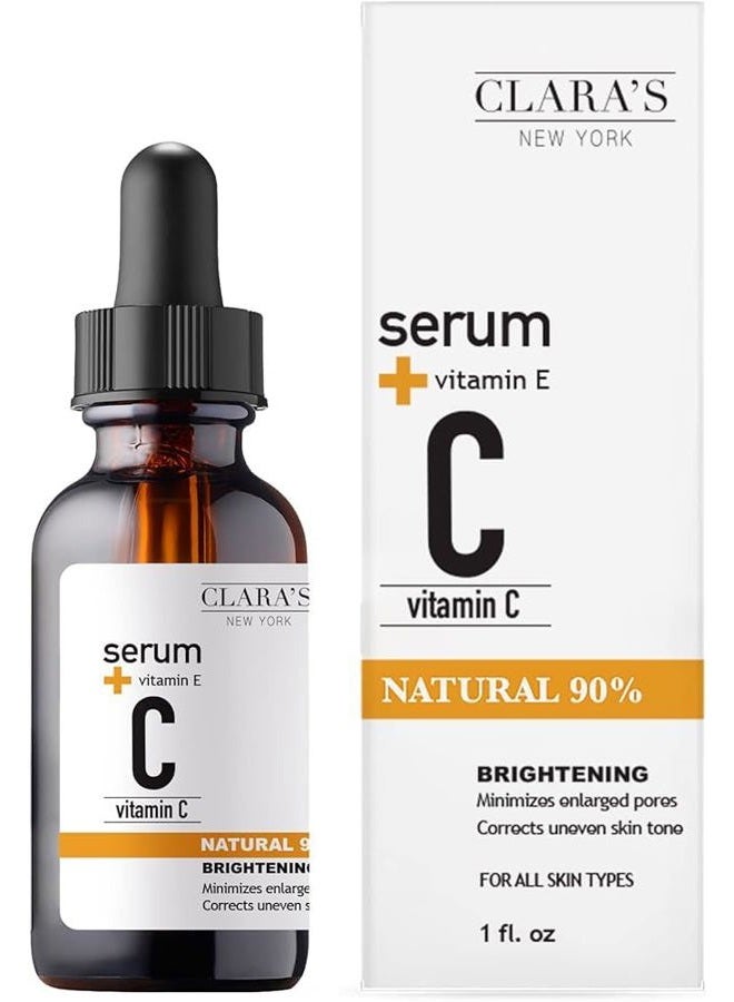 CLARA'S NEW YORK Vitamin C Facial Serum | with Hyaluronic Acid, Ascorbic Acid, Niacinamide, Probiotics | Reduce Dark Spot, Acne, Scars |Brightening, Antioxidant, Minimize pores |30ml | Made In USA - Image 1