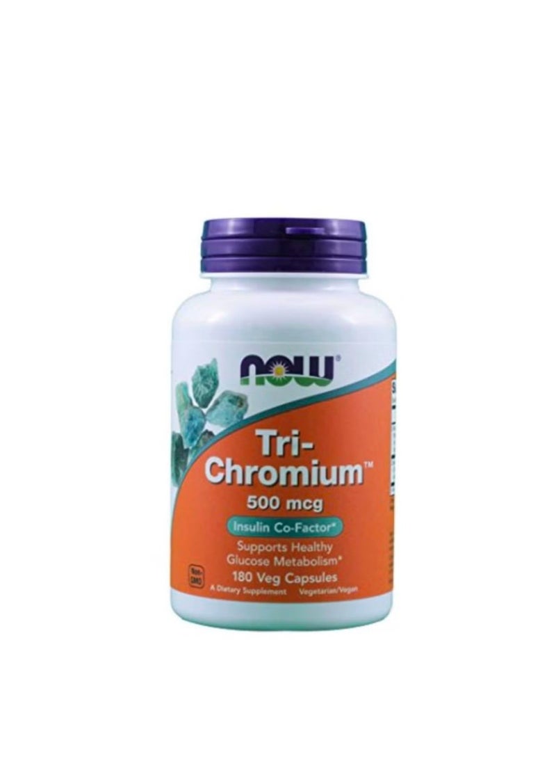 ناو NOW TRI-CHROMIUM 500 MCG 180 VEG CAPSULES - Image 1
