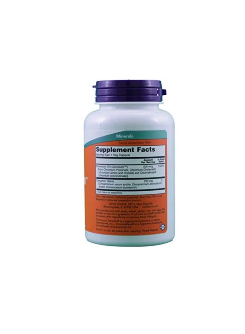 ناو NOW TRI-CHROMIUM 500 MCG 180 VEG CAPSULES - Image 2