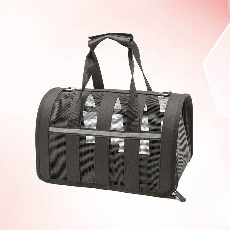 Pet Dog Cat Transparent Handbag Portable Adjustable Breathable Handbag - Size L (Black) - Image 5