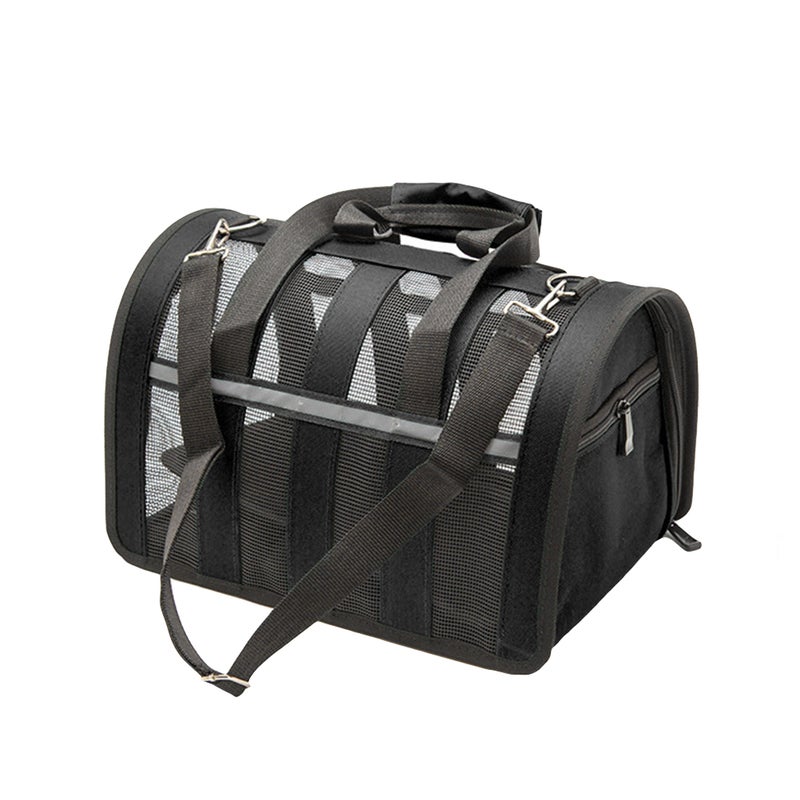 Pet Dog Cat Transparent Handbag Portable Adjustable Breathable Handbag - Size L (Black) - Image 1