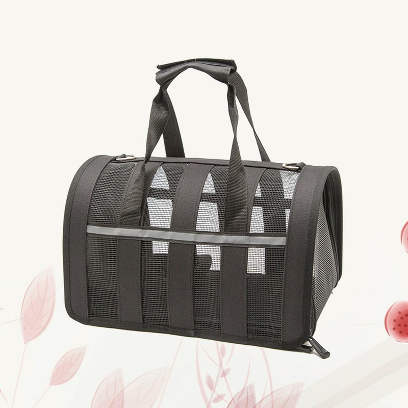 Pet Dog Cat Transparent Handbag Portable Adjustable Breathable Handbag - Size L (Black) - Image 3