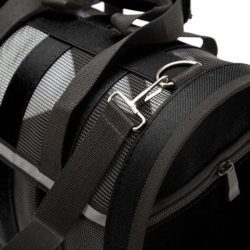 Pet Dog Cat Transparent Handbag Portable Adjustable Breathable Handbag - Size L (Black) - Image 4