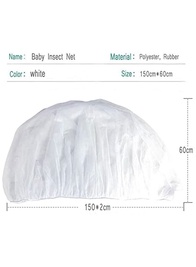 MARGOUN Universal Stroller Mosquito Net Pram Net, Fly Bug Insect Net Protection Cover for Pushchair Car seat Buggy carrycot Bed Stroller Bassinet Basket Jogger Travel cot (White) - Image 2