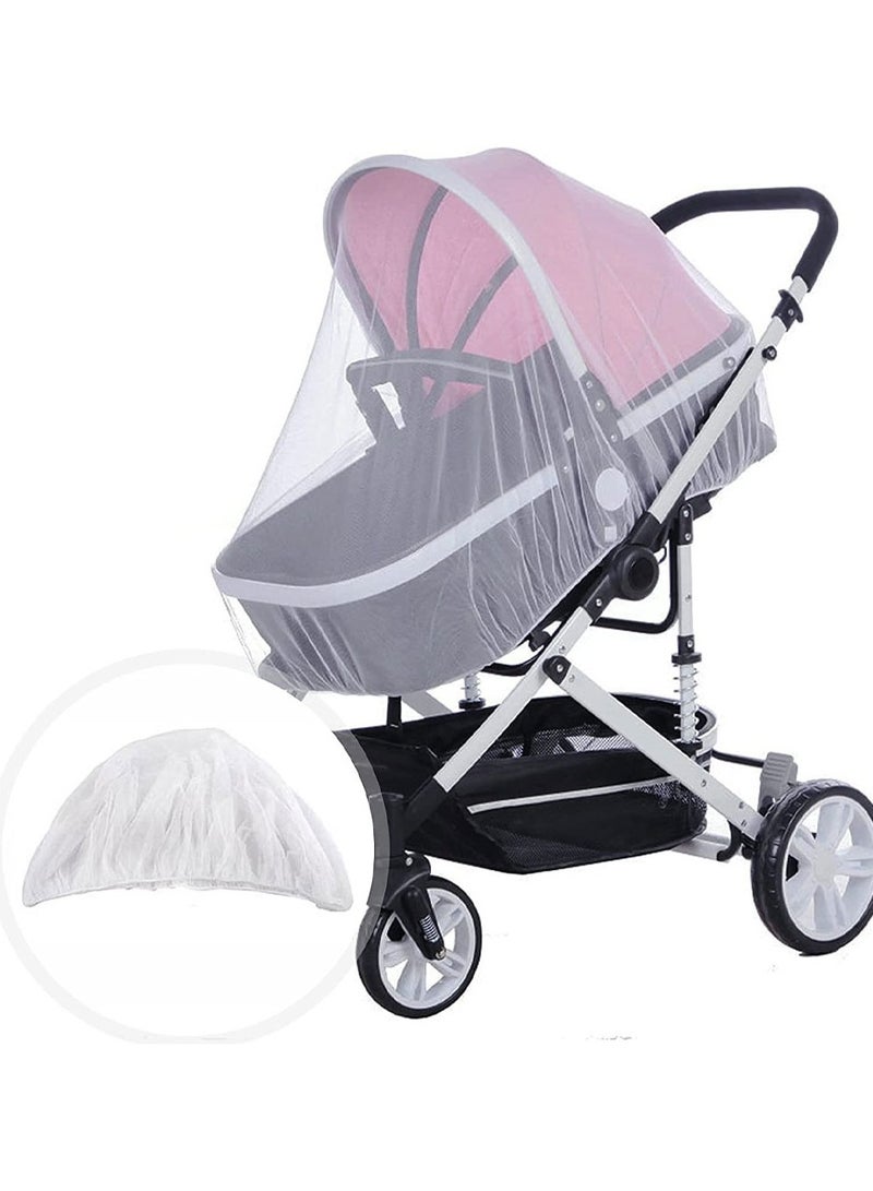 MARGOUN Universal Stroller Mosquito Net Pram Net, Fly Bug Insect Net Protection Cover for Pushchair Car seat Buggy carrycot Bed Stroller Bassinet Basket Jogger Travel cot (White) - Image 1