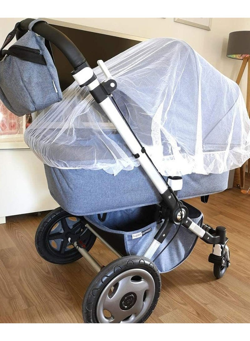 MARGOUN Universal Stroller Mosquito Net Pram Net, Fly Bug Insect Net Protection Cover for Pushchair Car seat Buggy carrycot Bed Stroller Bassinet Basket Jogger Travel cot (White) - Image 3