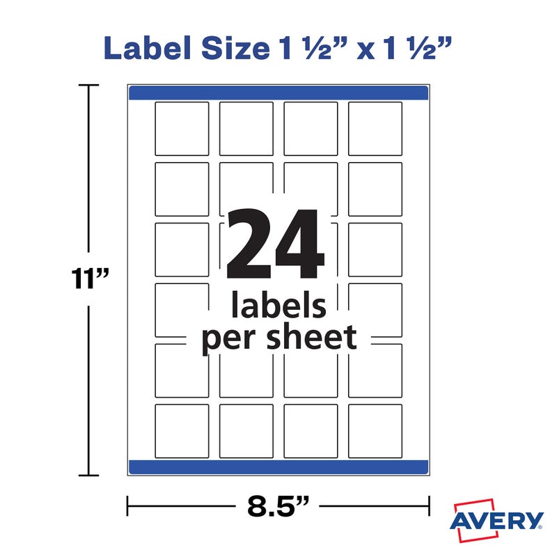 Avery Printable Blank Square Labels, 1.5" x 1.5", Matte White, 600 Customizable Labels (22805) - Image 5