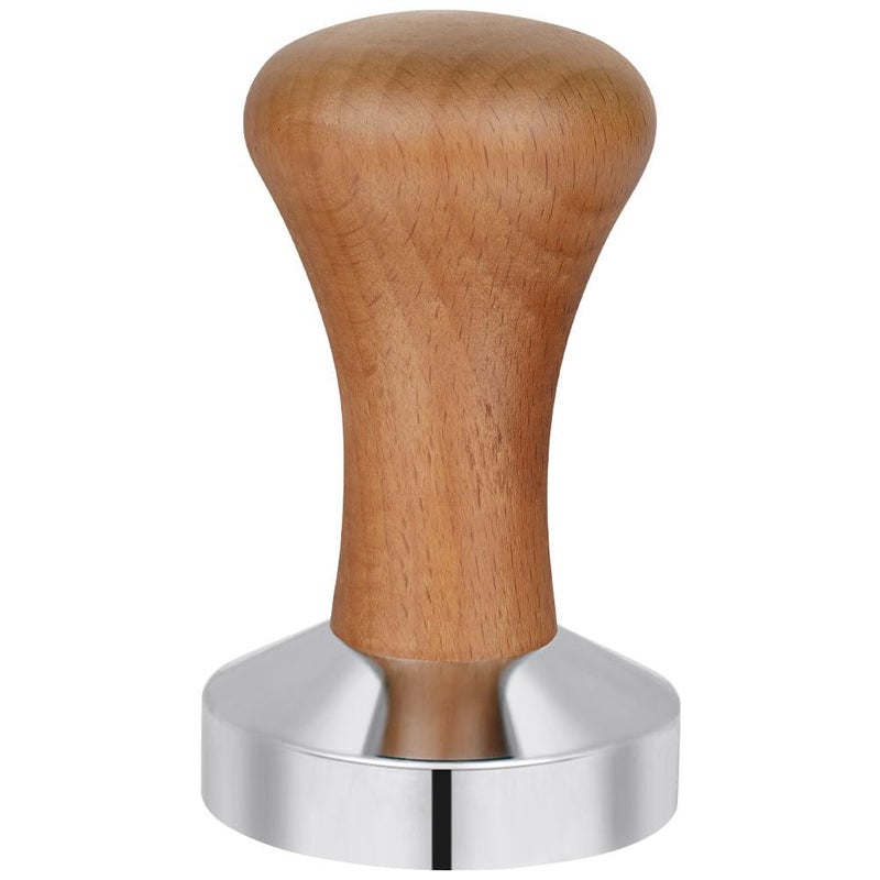 Vicloon Coffee Tamper Espresso Coffee Tamper Stainless Steel Espresso Tamper Wooden Tamper Coffee Shop Supplies  Dark Wood Color