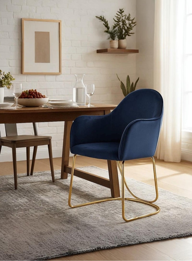 UNIKSAR Velvet Upholstered Accent Chair with Gold Plated Metal Legs - Modern Glamour Dining/Lounge Seat - Image 3