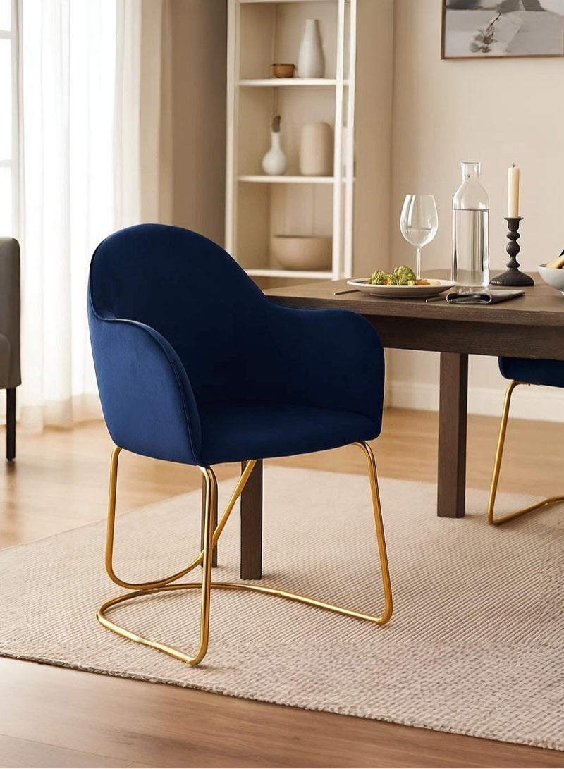 UNIKSAR Velvet Upholstered Accent Chair with Gold Plated Metal Legs - Modern Glamour Dining/Lounge Seat - Image 1