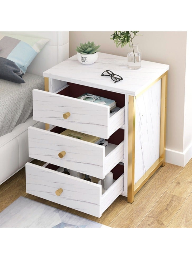 Generic Bedside Storage Cabinet, Modern Side Nightstand Desk with Three Storage Drawer , Simple Mini Space Saving for Bedroom Office Lounge Living Room White  - Image 2
