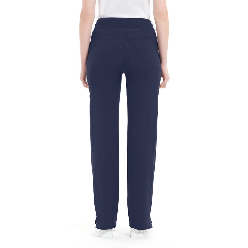QBK Yoga Scrub Pants Women Mid Rise Yoga Work Pants- Five Pocket Cargo Scrub Pant (Small, Navy) - Image 2