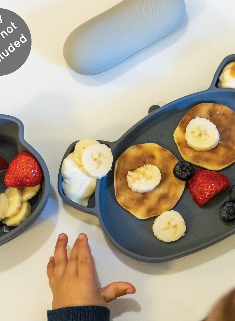 TUM TUM Baby Dinner Set for Weaning, Includes Silicone Suction Plate & Bowl, Baby Cutlery, 6 Months Plus, Dishwasher Safe, BPA Free (Grey) - Image 5
