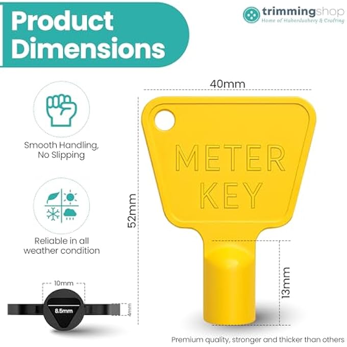 2 X PLASTIC UTILITY METER BOX KEY  GAS & ELECTRIC METER KEY WITH TRIANGULAR SOCKET  YELLOW DURABLE METER CUPBOARD KEY FOR COMMERCIAL BIN LOCK ACCESS - Image 3