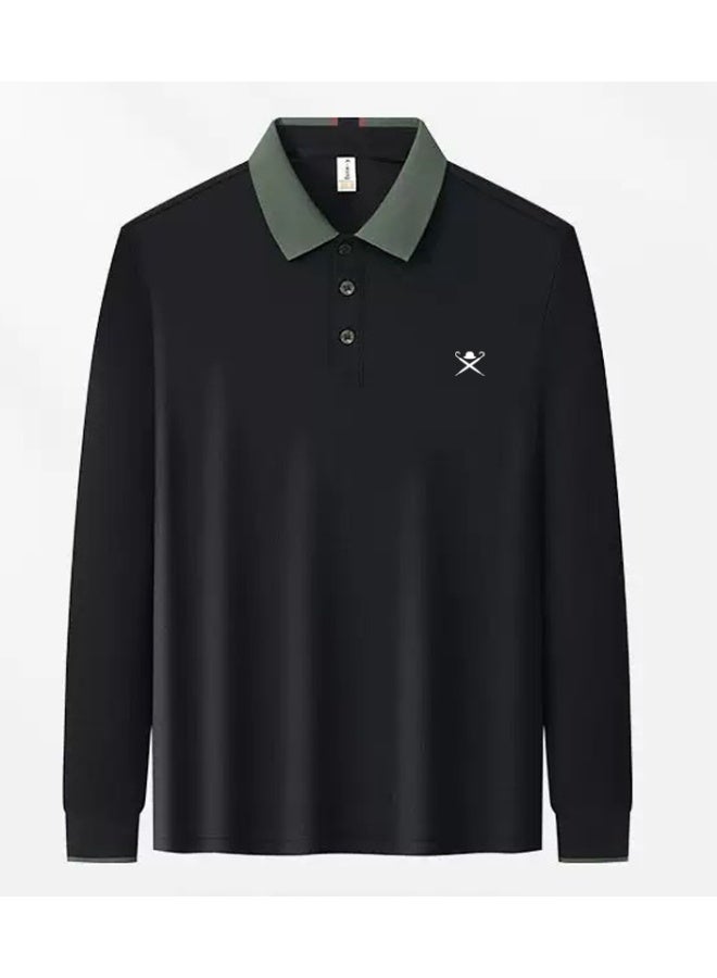 HACKETT LONDON Contrasting Lapel Long Sleeve Polo Shirt Men and Women Spring and Autumn Cotton Casual Bottom Shirt - Image 3