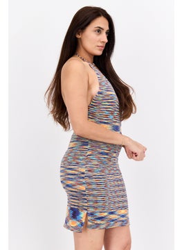 SNDYS Women Space Dye Mini Dress, Blue Combo  - Image 2