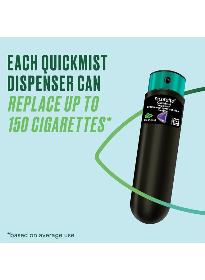 نيكوريت **Nicorette Quickmist Mouth Spray, Freshmint - 2 x 150 Sprays**  **بخاخ نيكوريت كويك ميست للفم، بنكهة النعناع المنعش – عبوتان × 150 بخة** - Image 2