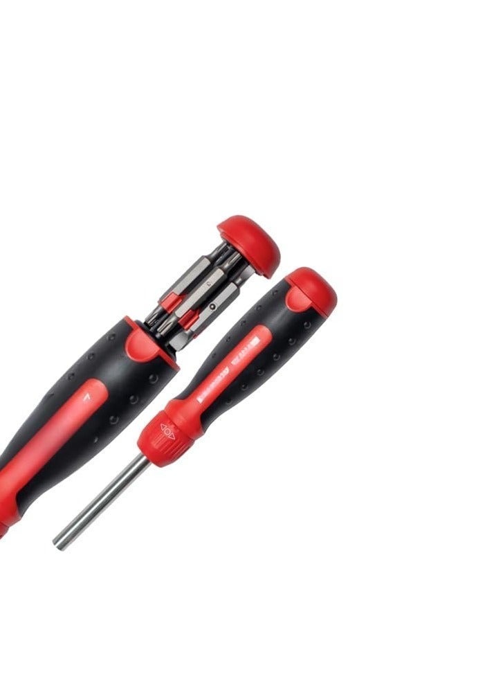 LAMAY Ratchet Screwdriver Set - 13-in-1 Multi-Function Screwdriver with Hexagonal Shaft for Phillips, Star, Flat, Square Bits - Compact Ratchet Screwdriver Set with/with Retractable Case - Mu - Image 1