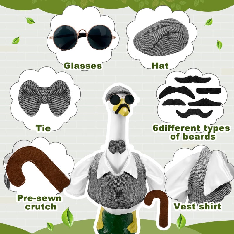 ComfyKit 1 PCS Old Man Porch Goose Outfit for 100th Day of School Anniversary Porch Goose Clothes for 23" H Outdoor Yard Lawn Garden Decoration - Image 4
