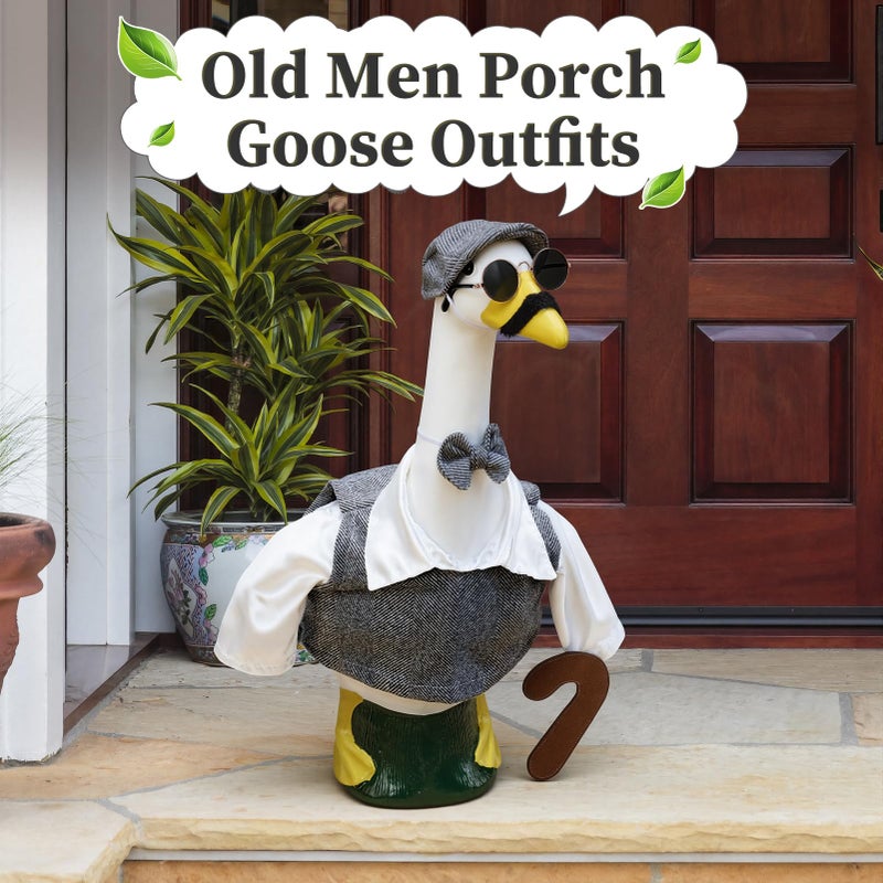 ComfyKit 1 PCS Old Man Porch Goose Outfit for 100th Day of School Anniversary Porch Goose Clothes for 23" H Outdoor Yard Lawn Garden Decoration - Image 2