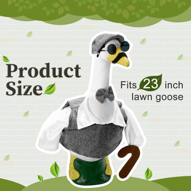 ComfyKit 1 PCS Old Man Porch Goose Outfit for 100th Day of School Anniversary Porch Goose Clothes for 23" H Outdoor Yard Lawn Garden Decoration - Image 3