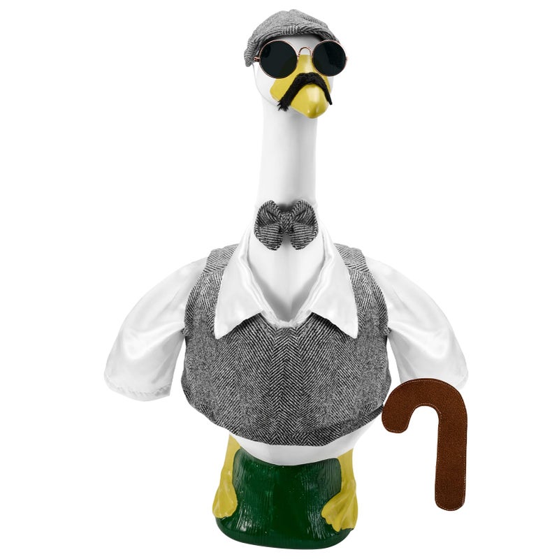 ComfyKit 1 PCS Old Man Porch Goose Outfit for 100th Day of School Anniversary Porch Goose Clothes for 23" H Outdoor Yard Lawn Garden Decoration - Image 1