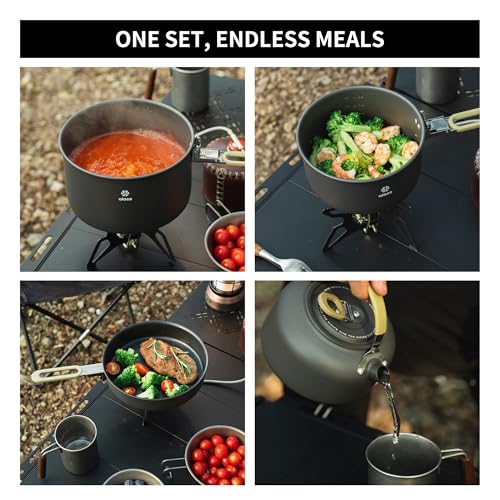Alocs Camping Cookware, Portable Non-Stick Camping Pan Set with Enhanced Handle, Ideal for Outdoor Kitchen, Picnic, Hiking and Fishing - Image 5