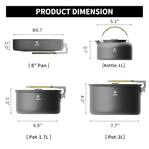 Alocs Camping Cookware, Portable Non-Stick Camping Pan Set with Enhanced Handle, Ideal for Outdoor Kitchen, Picnic, Hiking and Fishing - Image 4