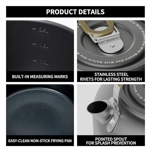 Alocs Camping Cookware, Portable Non-Stick Camping Pan Set with Enhanced Handle, Ideal for Outdoor Kitchen, Picnic, Hiking and Fishing - Image 3