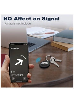 Hihonor 4 Pieces Protective Secure Lock Compatible with AirTag Holder, Anti-Scratch Airtags Key Chain for Apple Air Tags, Airtag Accessories for GPS Item Finder Tracker, Black+White  - Image 4