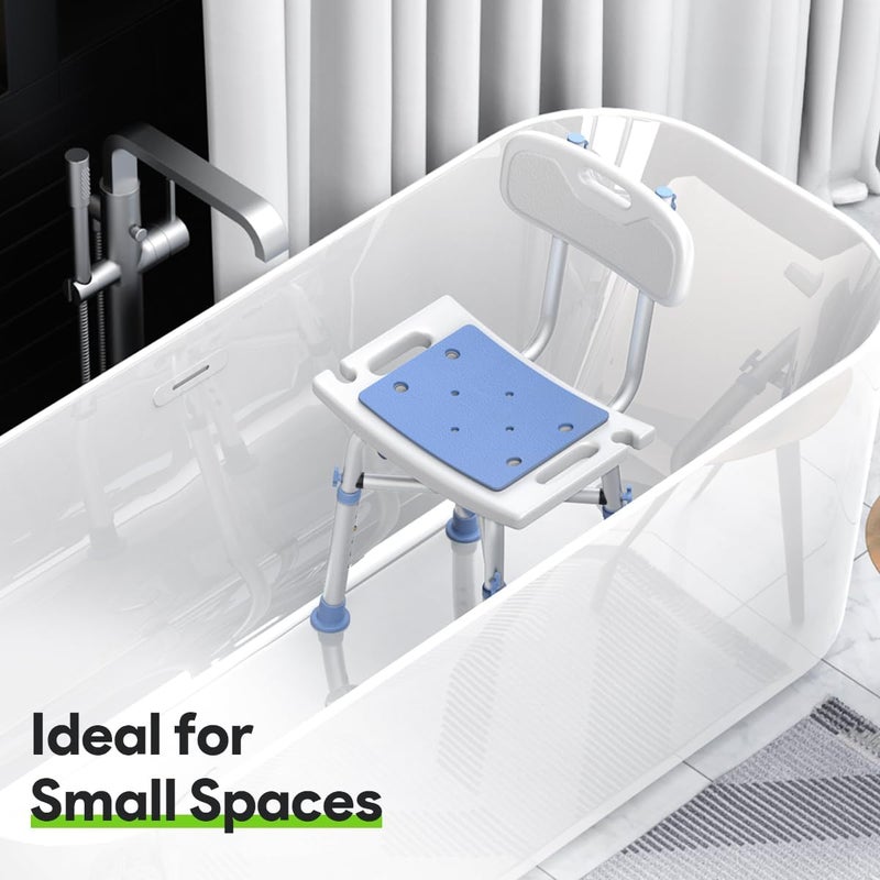 DELOG Heavy Duty Shower Chair with Back 500lb, EVA Padded Bath Seat with Height Adjustable Tube- Medical Tool Free Anti-Slip Shower Bench Bathtub Stool for Elderly, Senior, Handicap & Disabled - Image 1