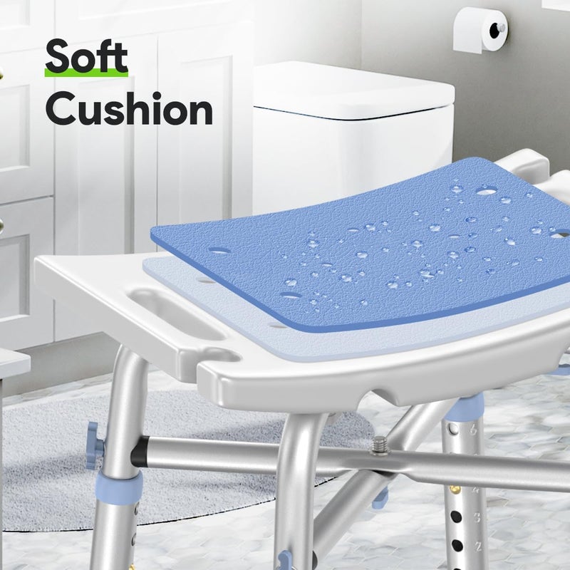 DELOG Heavy Duty Shower Chair with Back 500lb, EVA Padded Bath Seat with Height Adjustable Tube- Medical Tool Free Anti-Slip Shower Bench Bathtub Stool for Elderly, Senior, Handicap & Disabled - Image 5