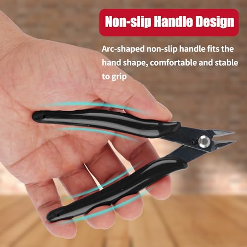 Opvixi 2 Pack Micro Wire Cutters, 5 Inches Flush Cutters Pliers, Diagonal Side Cutters Nippers, Zip Tie Sprue Cutter for Electronics, Plastic Models, Jewelry (Black) - Image 4