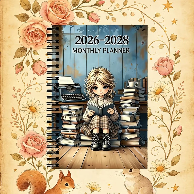 ورقة خطة التقويم غير المؤرخة لثلاث سنوات 2026-2028، يوميات شهرية مع علامات تبويب - Image 3