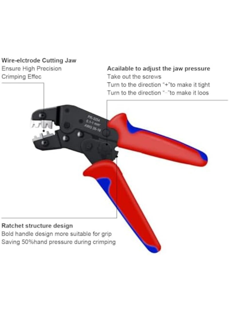 SYOSI Du-pont Crimping Tool for AWG26-18 with 1550 Male and Female Pin Connectors and 460 JST Connectors for 2.54mm 3.96mm, etc. Connector Various Applications - Image 3
