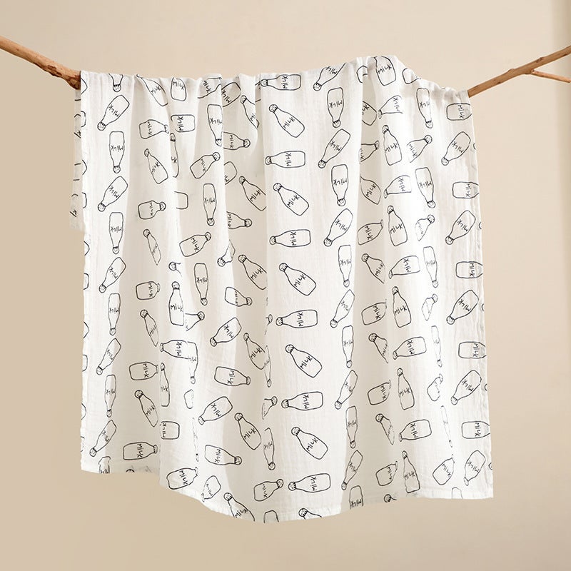 Cotton Two-Layer Wrapping Towel Soft Breathable Newborn Bath Towel Cover Blanket Wrapping Blanket Baby Baby Products Swaddle Towel - Image 1